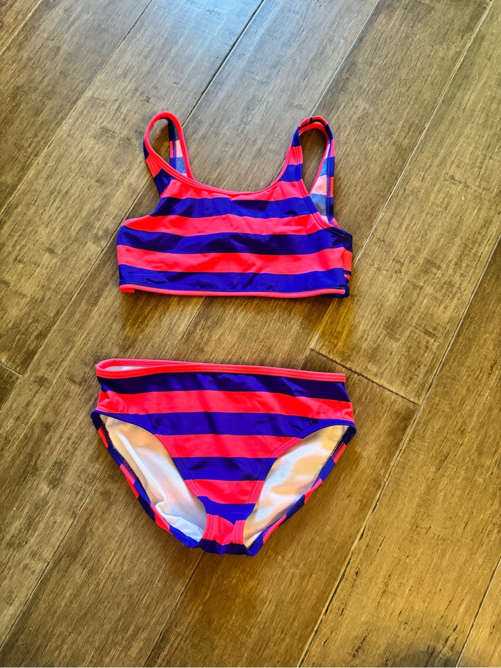 Mini Boden Pink and Purple Striped Two-Piece Swim Bikini